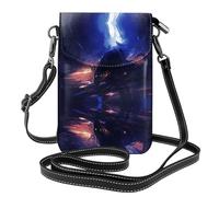 YYHWHJDE Small Cell Phone Purse 7.6x4.9in Magical Underwater Picture Leather Crossbody Flap Phone Case For Women, Perfect For Walking, Camping Black