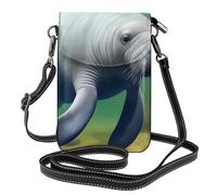 YYHWHJDE Small Cell Phone Purse 7.6x4.9in Manatee Animals Pattern Leather Crossbody Flap Phone Case For Women, Perfect For Walking, Camping