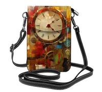 YYHWHJDE Small Cell Phone Purse 7.6x4.9in Mechanical Clock Picture Leather Crossbody Flap Phone Case For Women, Perfect For Walking, Camping