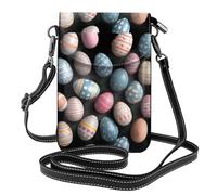 YYHWHJDE Small Cell Phone Purse 7.6x4.9in Multicolor Printed Easter Eggs Picture Leather Crossbody Flap Phone Case For Women, Perfect For Walking, Camping