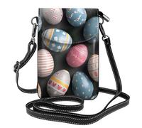 YYHWHJDE Small Cell Phone Purse 7.6x4.9in Multicolor Printed Easter Eggs Picture Leather Crossbody Flap Phone Case For Women, Perfect For Walking, Camping
