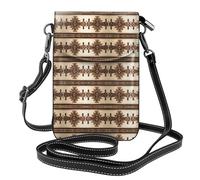 YYHWHJDE Small Cell Phone Purse 7.6x4.9in Native American Painting Picture Leather Crossbody Flap Phone Case For Women, Perfect For Walking, Camping Black