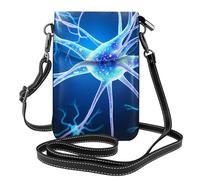 YYHWHJDE Small Cell Phone Purse 7.6x4.9in Neuron Extensions Pattern Leather Crossbody Flap Phone Case For Women, Perfect For Walking, Camping Black