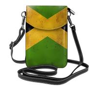 YYHWHJDE Small Cell Phone Purse 7.6x4.9in Old Jamaican Flag Pattern Leather Crossbody Flap Phone Case For Women, Perfect For Walking, Camping Black
