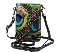 YYHWHJDE Small Cell Phone Purse 7.6x4.9in Peacock Feathers Pattern Leather Crossbody Flap Phone Case For Women, Perfect For Walking, Camping