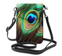YYHWHJDE Small Cell Phone Purse 7.6x4.9in Peacock Feathers Pattern Leather Crossbody Flap Phone Case For Women, Perfect For Walking, Camping