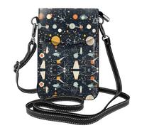 YYHWHJDE Small Cell Phone Purse 7.6x4.9in Physics Print Pattern Leather Crossbody Flap Phone Case For Women, Perfect For Walking, Camping Black