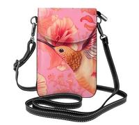 YYHWHJDE Small Cell Phone Purse 7.6x4.9in Pink Hummingbird Pattern Leather Crossbody Flap Phone Case For Women, Perfect For Walking, Camping