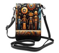 YYHWHJDE Small Cell Phone Purse 7.6x4.9in Primitive Totem Picture Leather Crossbody Flap Phone Case For Women, Perfect For Walking, Camping