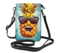 YYHWHJDE Small Cell Phone Purse 7.6x4.9in Psych Pineapple Quote Pattern Leather Crossbody Flap Phone Case For Women, Perfect For Walking, Camping Black