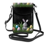 YYHWHJDE Small Cell Phone Purse 7.6x4.9in Rabbits Like Easter Eggs Picture Leather Crossbody Flap Phone Case For Women, Perfect For Walking, Camping Black