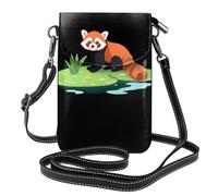 YYHWHJDE Small Cell Phone Purse 7.6x4.9in Red Panda In The Pond Pattern Leather Crossbody Flap Phone Case For Women, Perfect For Walking, Camping