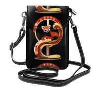 YYHWHJDE Small Cell Phone Purse 7.6x4.9in Red Panda On The Spiral Staircase Picture Leather Crossbody Flap Phone Case For Women, Perfect For Walking, Camping