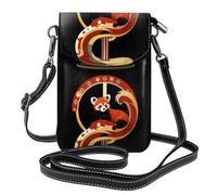 YYHWHJDE Small Cell Phone Purse 7.6x4.9in Red Panda On The Spiral Staircase Picture Leather Crossbody Flap Phone Case For Women, Perfect For Walking, Camping