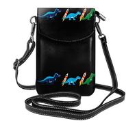 YYHWHJDE Small Cell Phone Purse 7.6x4.9in Rockets And Dinosaurs Picture Leather Crossbody Flap Phone Case For Women, Perfect For Walking, Camping