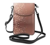 YYHWHJDE Small Cell Phone Purse 7.6x4.9in Rose Gold Glitter Pattern Leather Crossbody Flap Phone Case For Women, Perfect For Walking, Camping