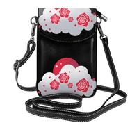 YYHWHJDE Small Cell Phone Purse 7.6x4.9in Rose Red White Clouds And Stars Picture Leather Crossbody Flap Phone Case For Women, Perfect For Walking, Camping