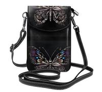 YYHWHJDE Small Cell Phone Purse 7.6x4.9in Science Butterfly Pattern Leather Crossbody Flap Phone Case For Women, Perfect For Walking, Camping