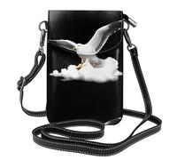 YYHWHJDE Small Cell Phone Purse 7.6x4.9in Seagull On White Cloud Pattern Leather Crossbody Flap Phone Case For Women, Perfect For Walking, Camping
