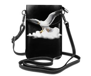 YYHWHJDE Small Cell Phone Purse 7.6x4.9in Seagull On White Cloud Pattern Leather Crossbody Flap Phone Case For Women, Perfect For Walking, Camping