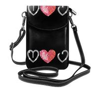 YYHWHJDE Small Cell Phone Purse 7.6x4.9in Sequins I Love You Picture Leather Crossbody Flap Phone Case For Women, Perfect For Walking, Camping Black