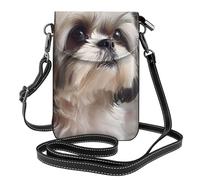 YYHWHJDE Small Cell Phone Purse 7.6x4.9in Shih Tzu Dog Picture Leather Crossbody Flap Phone Case For Women, Perfect For Walking, Camping Black