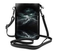 YYHWHJDE Small Cell Phone Purse 7.6x4.9in Ship In The Storm Pattern Leather Crossbody Flap Phone Case For Women, Perfect For Walking, Camping