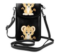 YYHWHJDE Small Cell Phone Purse 7.6x4.9in Shy Lion Cub Picture Leather Crossbody Flap Phone Case For Women, Perfect For Walking, Camping Black