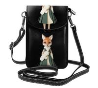 YYHWHJDE Small Cell Phone Purse 7.6x4.9in Shy Little Fox Doll Picture Leather Crossbody Flap Phone Case For Women, Perfect For Walking, Camping
