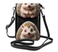 YYHWHJDE Small Cell Phone Purse 7.6x4.9in Shy Little Hedgehog Picture Leather Crossbody Flap Phone Case For Women, Perfect For Walking, Camping