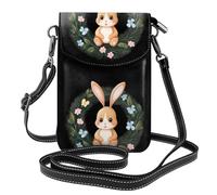 YYHWHJDE Small Cell Phone Purse 7.6x4.9in Shy Long-Eared Rabbit Picture Leather Crossbody Flap Phone Case For Women, Perfect For Walking, Camping