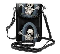YYHWHJDE Small Cell Phone Purse 7.6x4.9in Skeleton Crawling Out Of The Grave Picture Leather Crossbody Flap Phone Case For Women, Perfect For Walking, Camping