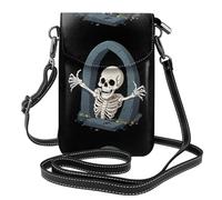 YYHWHJDE Small Cell Phone Purse 7.6x4.9in Skeleton Crawling Out Of The Grave Picture Leather Crossbody Flap Phone Case For Women, Perfect For Walking, Camping