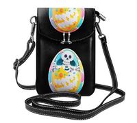 YYHWHJDE Small Cell Phone Purse 7.6x4.9in Skeleton Doll In The Easter Egg Picture Leather Crossbody Flap Phone Case For Women, Perfect For Walking, Camping