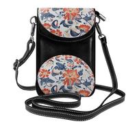 YYHWHJDE Small Cell Phone Purse 7.6x4.9in Small Red Flower Print Picture Leather Crossbody Flap Phone Case For Women, Perfect For Walking, Camping