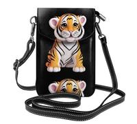 YYHWHJDE Small Cell Phone Purse 7.6x4.9in Smart And Cute Little Tiger Pattern Leather Crossbody Flap Phone Case For Women, Perfect For Walking, Camping