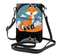 YYHWHJDE Small Cell Phone Purse 7.6x4.9in Smiling Fox Pattern Leather Crossbody Flap Phone Case For Women, Perfect For Walking, Camping