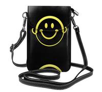 YYHWHJDE Small Cell Phone Purse 7.6x4.9in Smiling Towards The Future Pattern Leather Crossbody Flap Phone Case For Women, Perfect For Walking, Camping