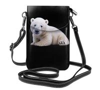 YYHWHJDE Small Cell Phone Purse 7.6x4.9in Snow White Polar Bear Pattern Leather Crossbody Flap Phone Case For Women, Perfect For Walking, Camping