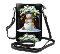 YYHWHJDE Small Cell Phone Purse 7.6x4.9in Snowman Under The Fruit Tree Pattern Leather Crossbody Flap Phone Case For Women, Perfect For Walking, Camping