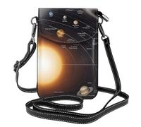 YYHWHJDE Small Cell Phone Purse 7.6x4.9in Solar System Pattern Leather Crossbody Flap Phone Case For Women, Perfect For Walking, Camping Black