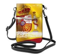 YYHWHJDE Small Cell Phone Purse 7.6x4.9in Spain Flag Pattern Leather Crossbody Flap Phone Case For Women, Perfect For Walking, Camping