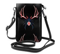 YYHWHJDE Small Cell Phone Purse 7.6x4.9in Spider And Antlers Pattern Leather Crossbody Flap Phone Case For Women, Perfect For Walking, Camping