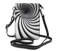 YYHWHJDE Small Cell Phone Purse 7.6x4.9in Spiral Optical Illusion Gif Picture Leather Crossbody Flap Phone Case For Women, Perfect For Walking, Camping Black