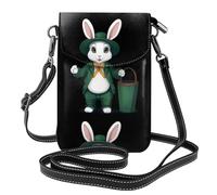 YYHWHJDE Small Cell Phone Purse 7.6x4.9in St. Patrick'S Bunny Pattern Leather Crossbody Flap Phone Case For Women, Perfect For Walking, Camping