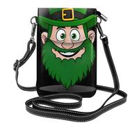YYHWHJDE Small Cell Phone Purse 7.6x4.9in St. Patrick'S Old Man Pattern Leather Crossbody Flap Phone Case For Women, Perfect For Walking, Camping
