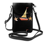 YYHWHJDE Small Cell Phone Purse 7.6x4.9in Starfish Shell Small Sailboat Pattern Leather Crossbody Flap Phone Case For Women, Perfect For Walking, Camping