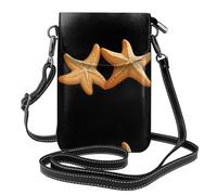 YYHWHJDE Small Cell Phone Purse 7.6x4.9in Starfish Twins Pattern Leather Crossbody Flap Phone Case For Women, Perfect For Walking, Camping