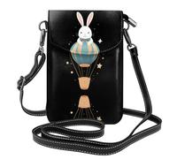 YYHWHJDE Small Cell Phone Purse 7.6x4.9in Starry Sky Rabbit On Hot Air Balloon Pattern Leather Crossbody Flap Phone Case For Women, Perfect For Walking, Camping