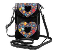 YYHWHJDE Small Cell Phone Purse 7.6x4.9in Stars In The Heart Pattern Leather Crossbody Flap Phone Case For Women, Perfect For Walking, Camping